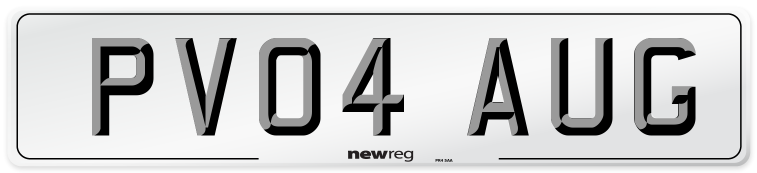 PV04 AUG Number Plate from New Reg